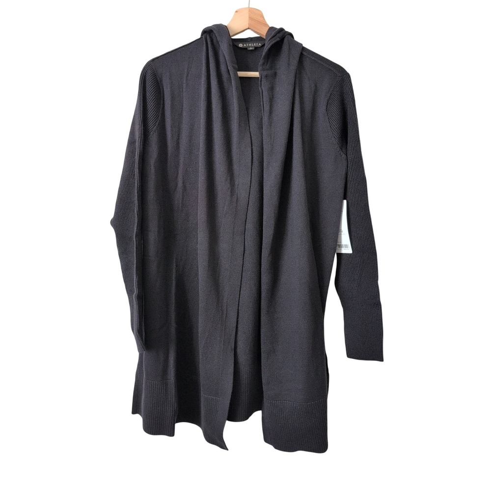 NWT Athleta Highland Wrap Black Hooded Cardigan Sweater 291883 Womens‎ Large NEW